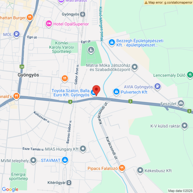 Elhelyezkedés Toyota Balla Euro Kft.  Gyöngyös